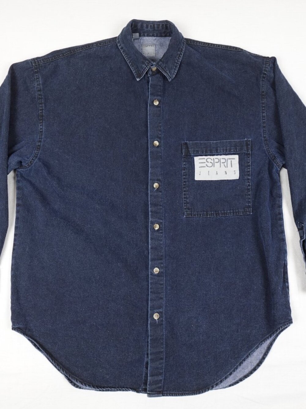 Vintage 90s Esprit Jeans Denim Shirt Men's Medium Spellout Logo